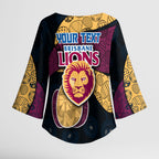 Personalized Brisbane Lions Football Kimono Sleeve Blouse Easter Egg Pattern Maroon Gold Tribal Dot Art Style