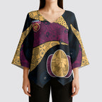 Personalized Brisbane Lions Football Kimono Sleeve Blouse Easter Egg Pattern Maroon Gold Tribal Dot Art Style