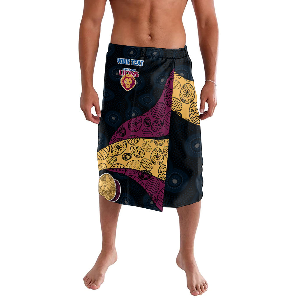Personalized Brisbane Lions Football Lavalava Easter Egg Pattern Maroon Gold Tribal Dot Art Style
