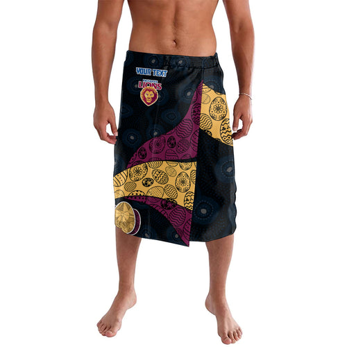 Personalized Brisbane Lions Football Lavalava Easter Egg Pattern Maroon Gold Tribal Dot Art Style