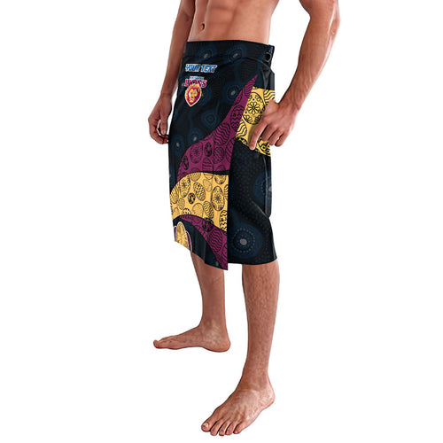 Personalized Brisbane Lions Football Lavalava Easter Egg Pattern Maroon Gold Tribal Dot Art Style