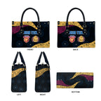 Personalized Brisbane Lions Football Leather Bag Easter Egg Pattern Maroon Gold Tribal Dot Art Style