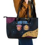 Personalized Brisbane Lions Football Leather Tote Bag Easter Egg Pattern Maroon Gold Tribal Dot Art Style