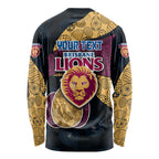 Personalized Brisbane Lions Football Long Sleeve Shirt Easter Egg Pattern Maroon Gold Tribal Dot Art Style