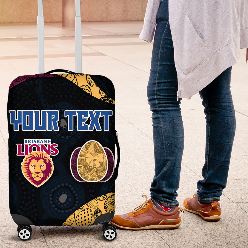 Personalized Brisbane Lions Football Luggage Cover Easter Egg Pattern Maroon Gold Tribal Dot Art Style