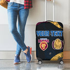Personalized Brisbane Lions Football Luggage Cover Easter Egg Pattern Maroon Gold Tribal Dot Art Style
