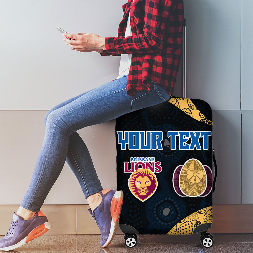 Personalized Brisbane Lions Football Luggage Cover Easter Egg Pattern Maroon Gold Tribal Dot Art Style