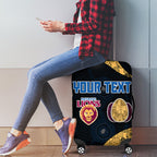Personalized Brisbane Lions Football Luggage Cover Easter Egg Pattern Maroon Gold Tribal Dot Art Style