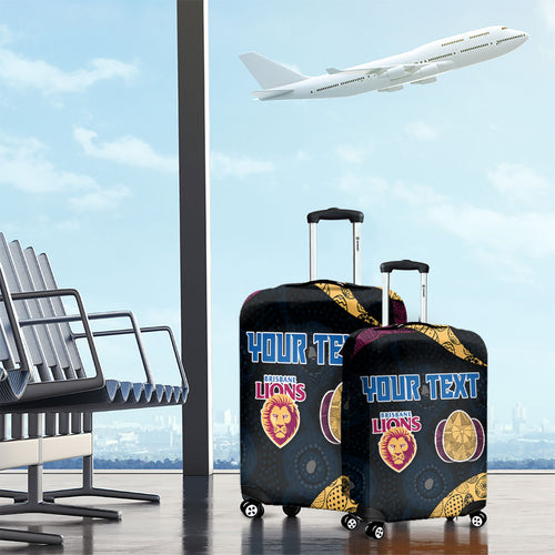 Personalized Brisbane Lions Football Luggage Cover Easter Egg Pattern Maroon Gold Tribal Dot Art Style