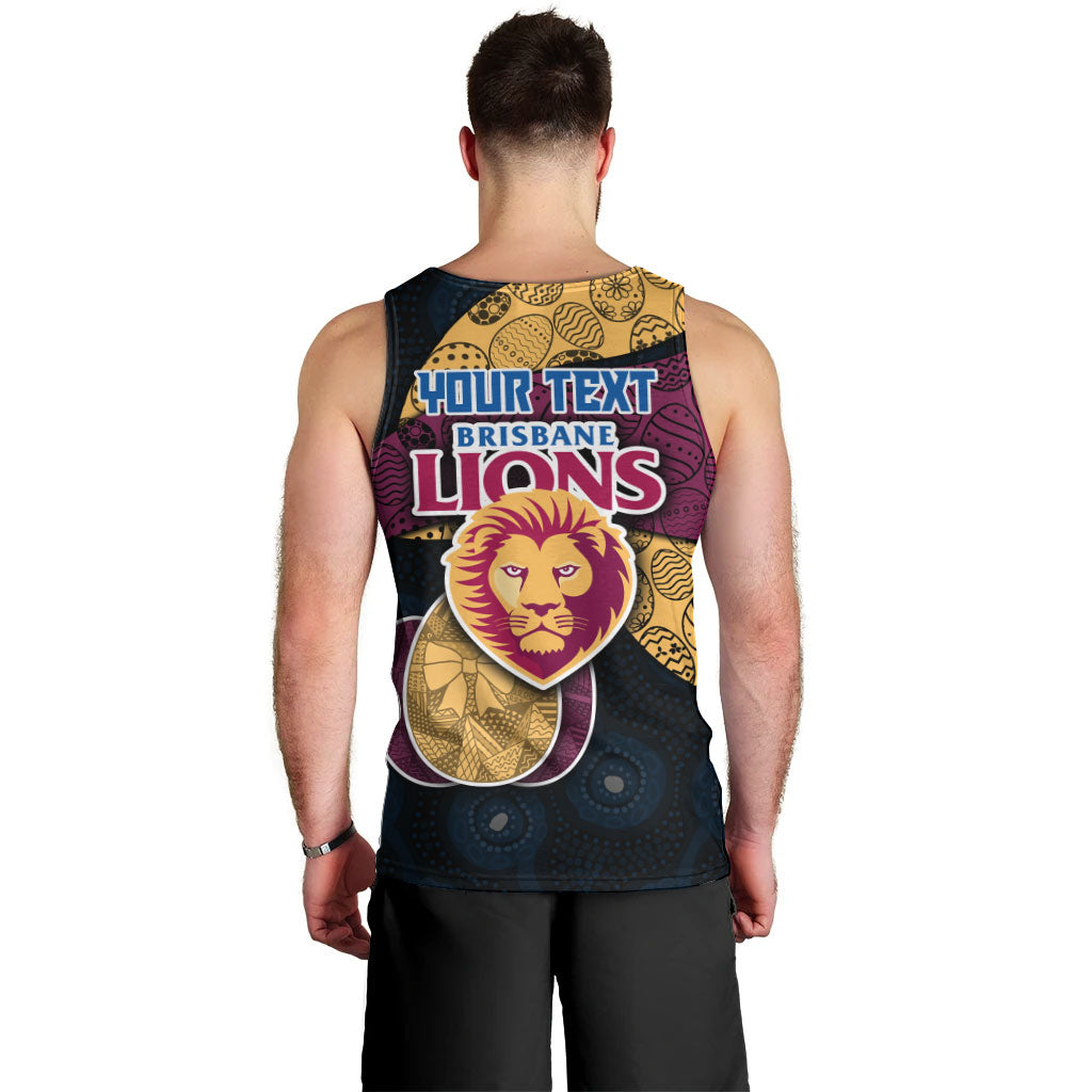 Personalized Brisbane Lions Football Men Tank Top Easter Egg Pattern Maroon Gold Tribal Dot Art Style