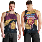 Personalized Brisbane Lions Football Men Tank Top Easter Egg Pattern Maroon Gold Tribal Dot Art Style
