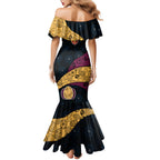 Personalized Brisbane Lions Football Mermaid Dress Easter Egg Pattern Maroon Gold Tribal Dot Art Style