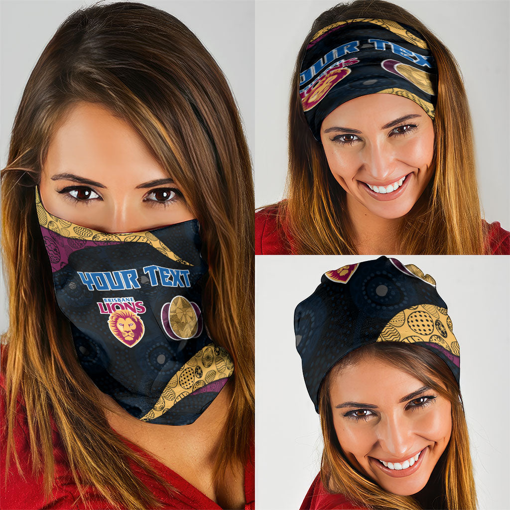 Personalized Brisbane Lions Football Neck Gaiter Easter Egg Pattern Maroon Gold Tribal Dot Art Style