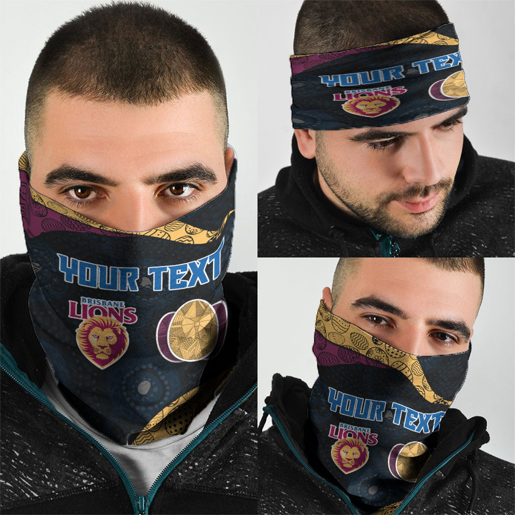 Personalized Brisbane Lions Football Neck Gaiter Easter Egg Pattern Maroon Gold Tribal Dot Art Style