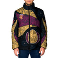 Personalized Brisbane Lions Football Padded Jacket Easter Egg Pattern Maroon Gold Tribal Dot Art Style