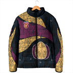 Personalized Brisbane Lions Football Padded Jacket Easter Egg Pattern Maroon Gold Tribal Dot Art Style