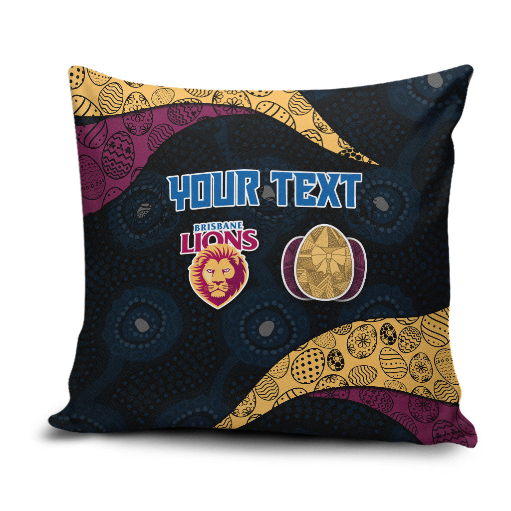 Personalized Brisbane Lions Football Pillow Cover Easter Egg Pattern Maroon Gold Tribal Dot Art Style