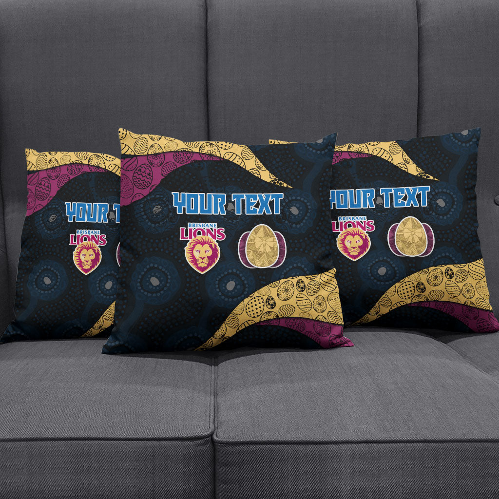 Personalized Brisbane Lions Football Pillow Cover Easter Egg Pattern Maroon Gold Tribal Dot Art Style
