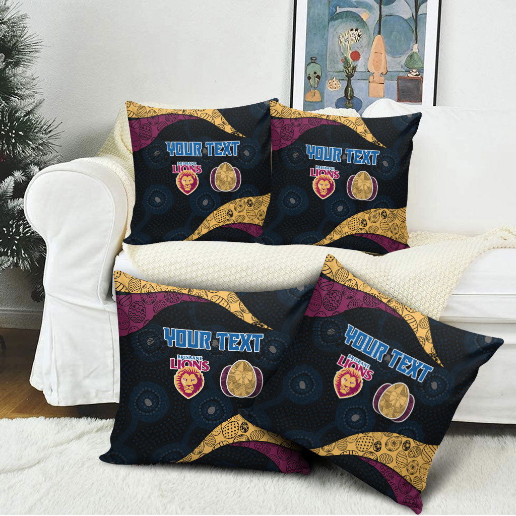Personalized Brisbane Lions Football Pillow Cover Easter Egg Pattern Maroon Gold Tribal Dot Art Style