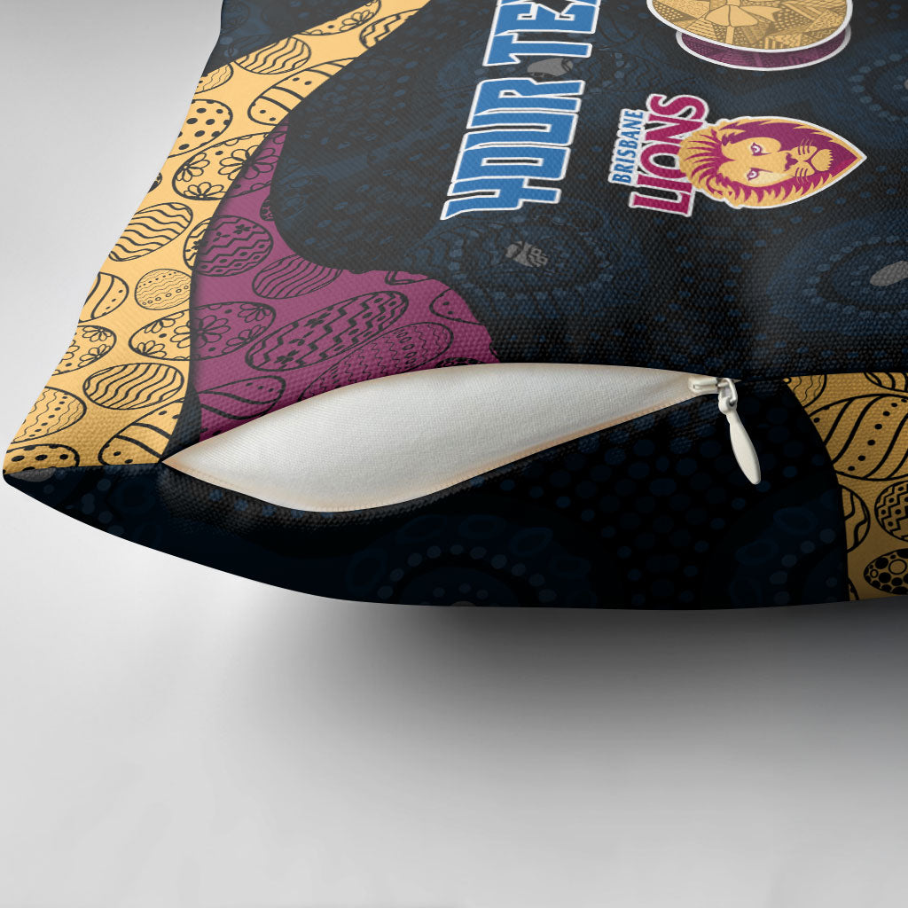 Personalized Brisbane Lions Football Pillow Cover Easter Egg Pattern Maroon Gold Tribal Dot Art Style