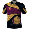 Personalized Brisbane Lions Football Polo Shirt Easter Egg Pattern Maroon Gold Tribal Dot Art Style