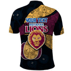 Personalized Brisbane Lions Football Polo Shirt Easter Egg Pattern Maroon Gold Tribal Dot Art Style