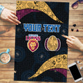 Personalized Brisbane Lions Football Puzzle Easter Egg Pattern Maroon Gold Tribal Dot Art Style