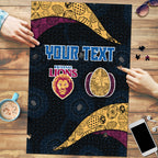 Personalized Brisbane Lions Football Puzzle Easter Egg Pattern Maroon Gold Tribal Dot Art Style