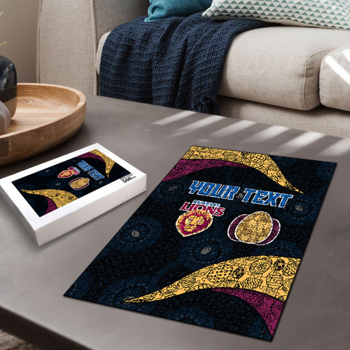 Personalized Brisbane Lions Football Puzzle Easter Egg Pattern Maroon Gold Tribal Dot Art Style