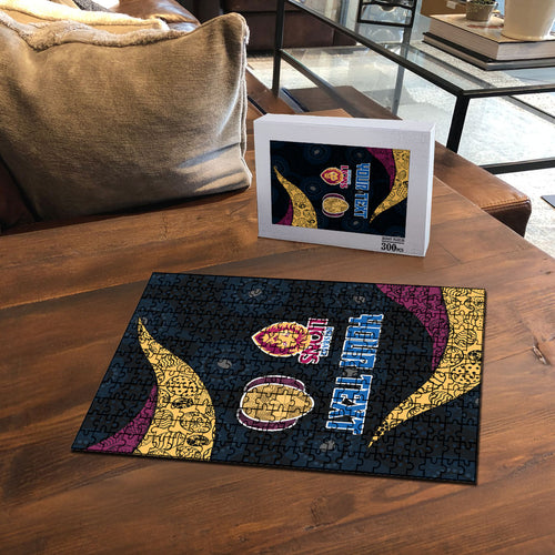 Personalized Brisbane Lions Football Puzzle Easter Egg Pattern Maroon Gold Tribal Dot Art Style
