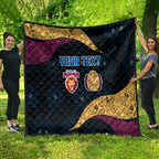 Personalized Brisbane Lions Football Quilt Easter Egg Pattern Maroon Gold Tribal Dot Art Style