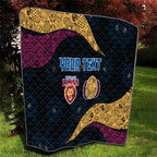 Personalized Brisbane Lions Football Quilt Easter Egg Pattern Maroon Gold Tribal Dot Art Style