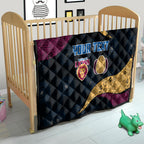 Personalized Brisbane Lions Football Quilt Easter Egg Pattern Maroon Gold Tribal Dot Art Style