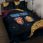 Personalized Brisbane Lions Football Quilt Bed Set Easter Egg Pattern Maroon Gold Tribal Dot Art Style