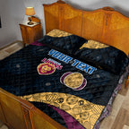 Personalized Brisbane Lions Football Quilt Bed Set Easter Egg Pattern Maroon Gold Tribal Dot Art Style