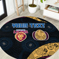 Personalized Brisbane Lions Football Round Carpet Easter Egg Pattern Maroon Gold Tribal Dot Art Style