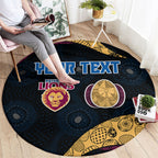 Personalized Brisbane Lions Football Round Carpet Easter Egg Pattern Maroon Gold Tribal Dot Art Style