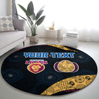 Personalized Brisbane Lions Football Round Carpet Easter Egg Pattern Maroon Gold Tribal Dot Art Style