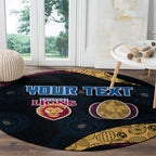 Personalized Brisbane Lions Football Round Carpet Easter Egg Pattern Maroon Gold Tribal Dot Art Style