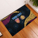 Personalized Brisbane Lions Football Rubber Doormat Easter Egg Pattern Maroon Gold Tribal Dot Art Style