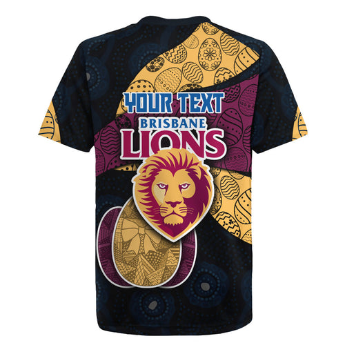 Personalized Brisbane Lions Football Rugby Jersey Easter Egg Pattern Maroon Gold Tribal Dot Art Style