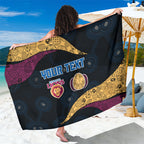 Personalized Brisbane Lions Football Sarong Easter Egg Pattern Maroon Gold Tribal Dot Art Style