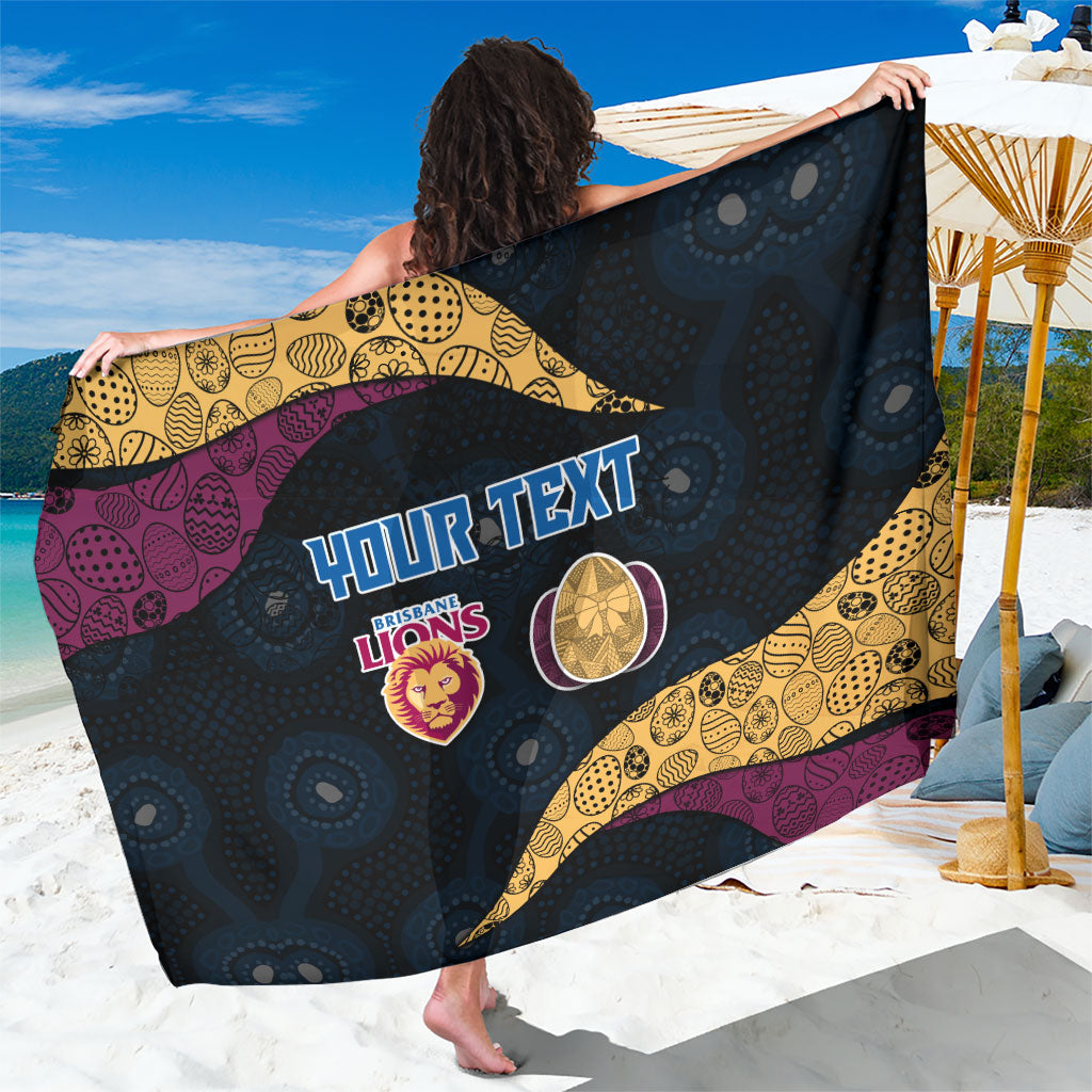 Personalized Brisbane Lions Football Sarong Easter Egg Pattern Maroon Gold Tribal Dot Art Style