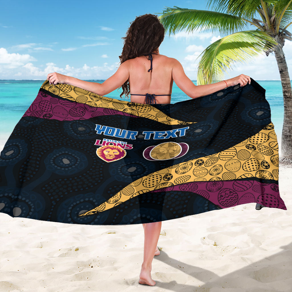 Personalized Brisbane Lions Football Sarong Easter Egg Pattern Maroon Gold Tribal Dot Art Style