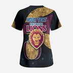 Personalized Brisbane Lions Football Scrub Top Easter Egg Pattern Maroon Gold Tribal Dot Art Style
