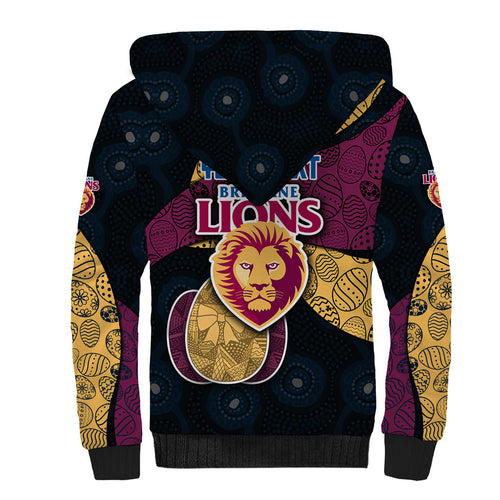 Personalized Brisbane Lions Football Sherpa Hoodie Easter Egg Pattern Maroon Gold Tribal Dot Art Style