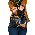 Personalized Brisbane Lions Football Shoulder Handbag Easter Egg Pattern Maroon Gold Tribal Dot Art Style