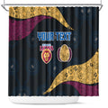 Personalized Brisbane Lions Football Shower Curtain Easter Egg Pattern Maroon Gold Tribal Dot Art Style