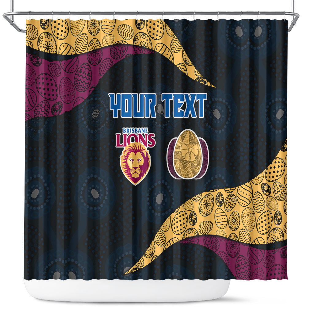 Personalized Brisbane Lions Football Shower Curtain Easter Egg Pattern Maroon Gold Tribal Dot Art Style