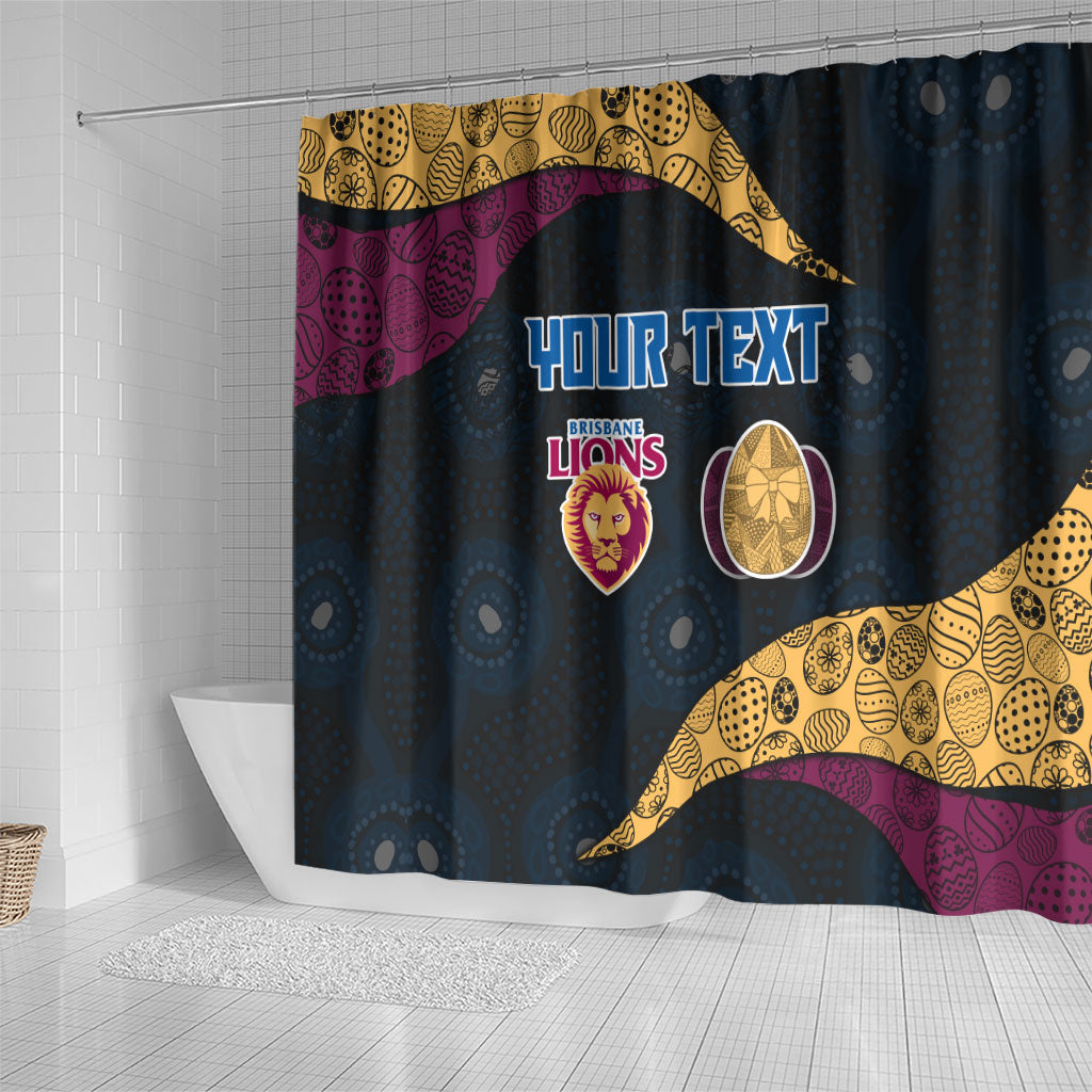 Personalized Brisbane Lions Football Shower Curtain Easter Egg Pattern Maroon Gold Tribal Dot Art Style